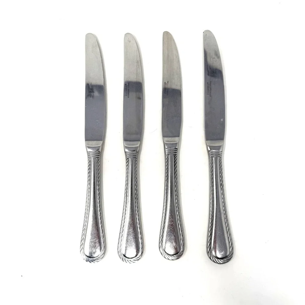 Cambridge Silversmiths Stainless Steel Carlyle Rope Edge‎ Dinner Knives Set of 4